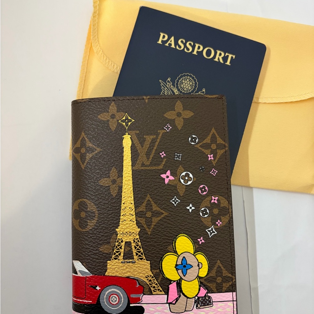 Louis Vuitton Brown and Gold Monogram Passport Cover